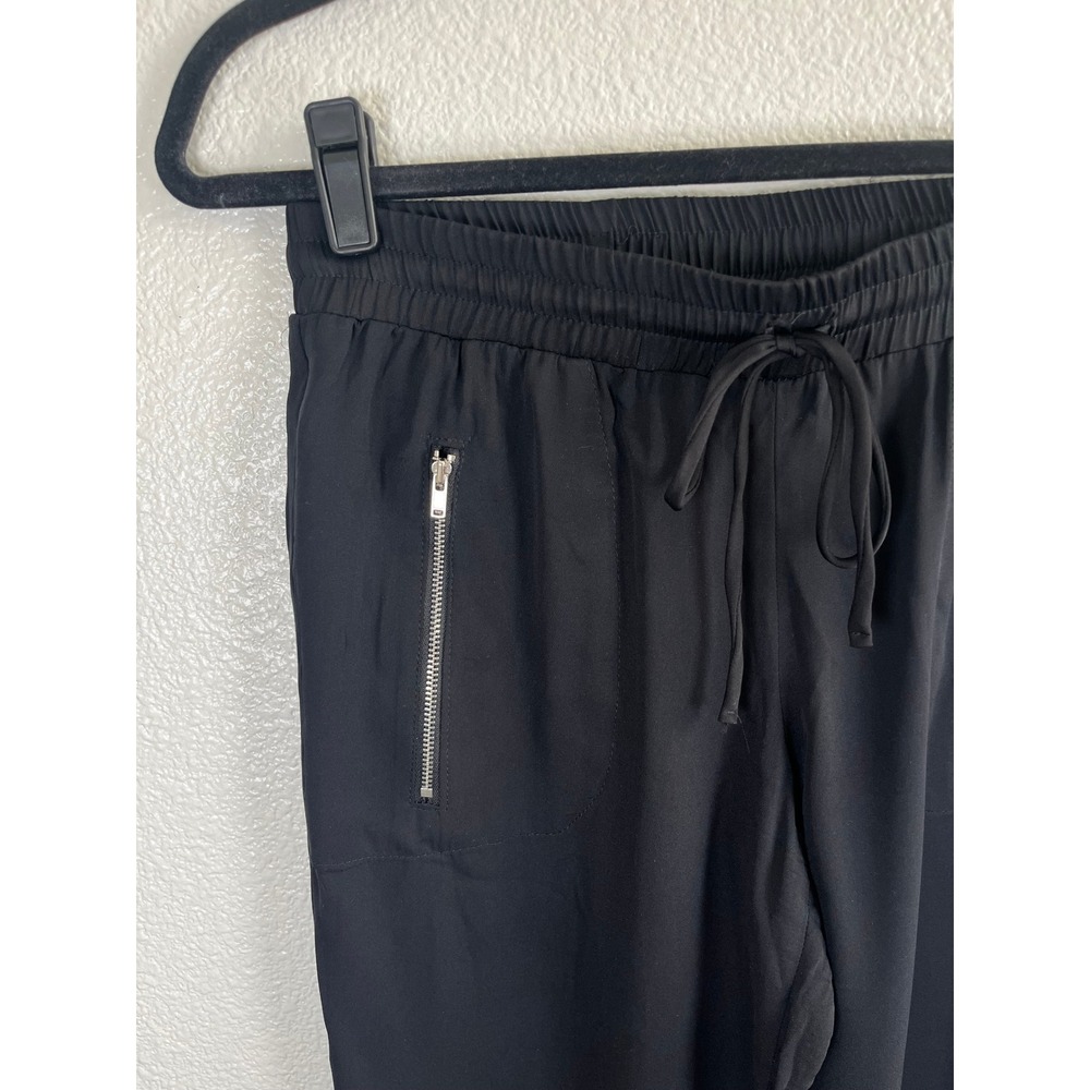 Bailey 44 Silk Pants Elastic Waist Zipper Pockets Minimalist Office Black XS - Picture 4 of 9
